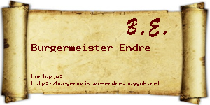 Burgermeister Endre névjegykártya